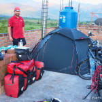 Our campsite on top of the petrol station, La Floresta
