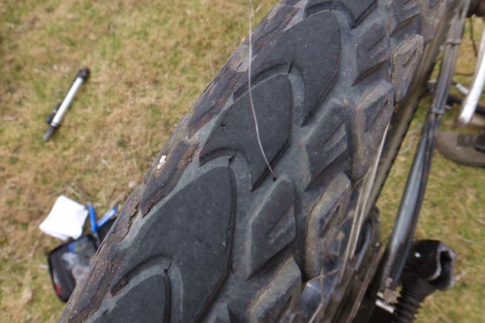 Peru - David got a piece of wire in his tyre ...