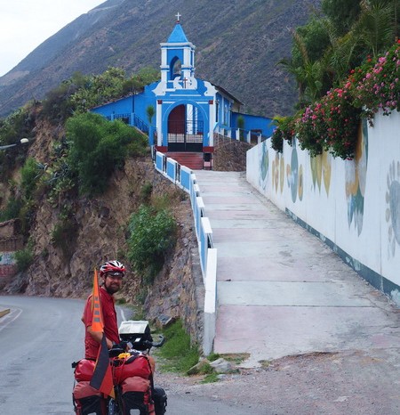 Peru - Cute blue church, Mariscal Caceres