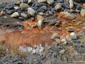 Hmmm ... not sure about this orange stuff in the water. We decided not to get water from the river ...