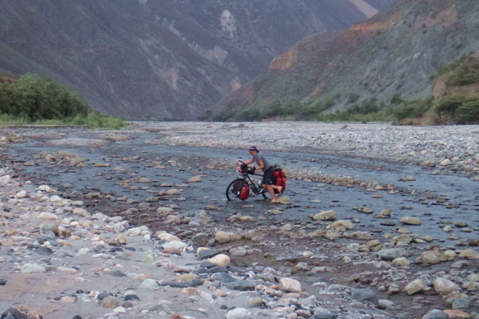 Peru  - Jo at the first main river crossing