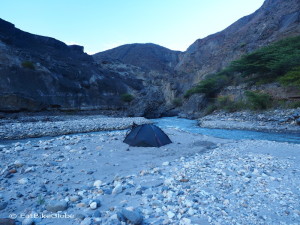 Our camp spot on the river bed