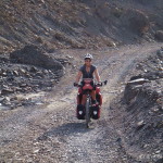 Jo cycling to the second river crossing