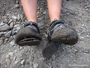 Jo's shoes disintegrated after the many river crossings!