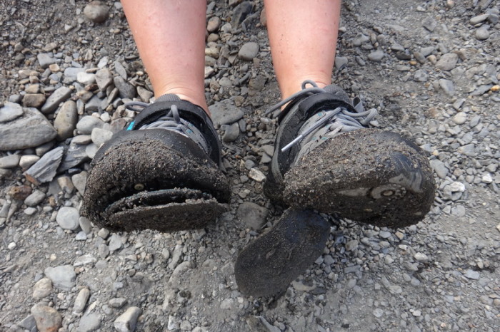 Peru  - Jo's shoes disintegrated after the many river crossings!