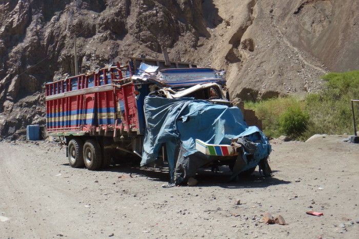 Peru  - Not everyone makes it safely along this road ....