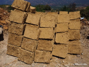 Mud bricks drying in the sun