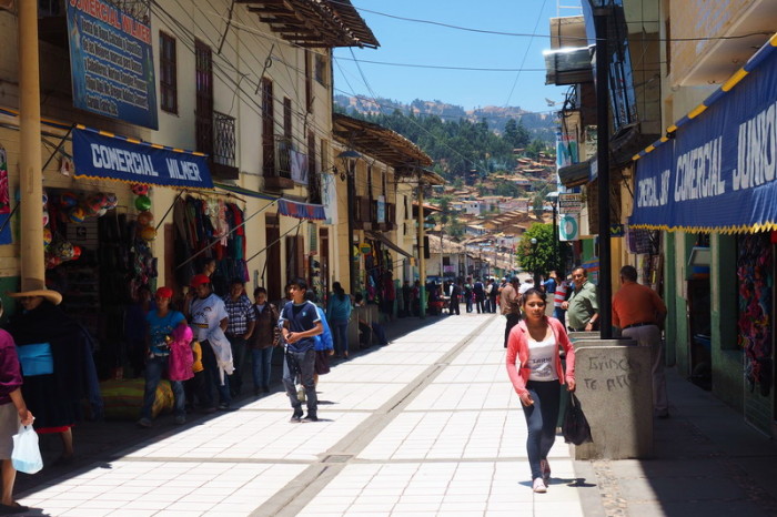 Peru  - The pedestrian zone in Cajabamba - no cars allowed!