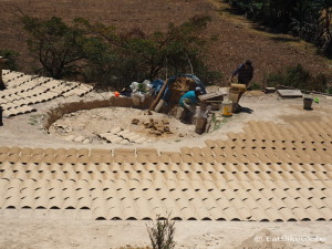 Clay/mud roof tiles drying in the sun