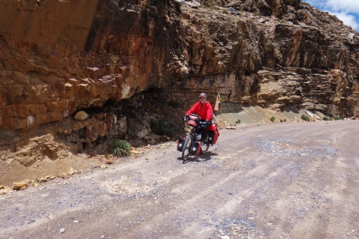 Peru - Jo descending along the Pastoruri Highway