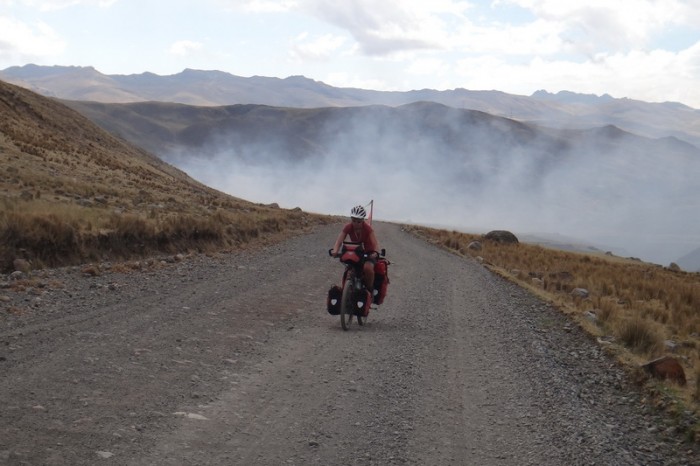 Peru - The locals were back burning when we started climbing on the Pastoruri Highway