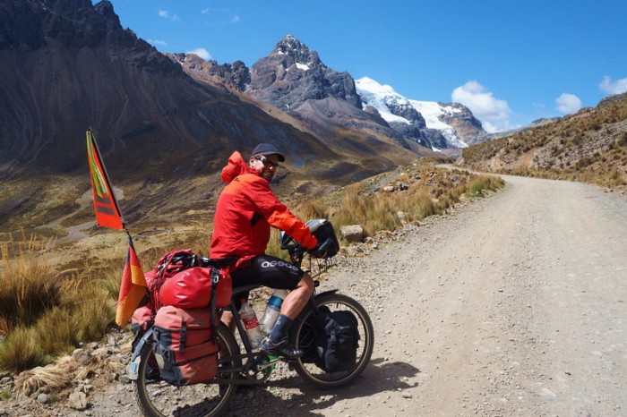 Peru - David cycling along the Pastoruri "Highway" 