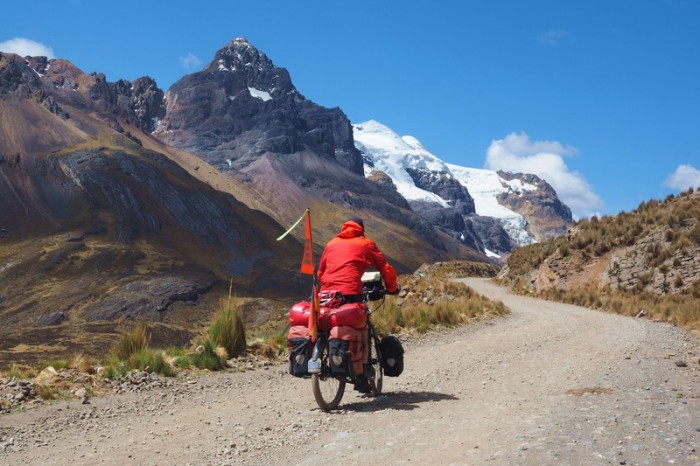 Peru - David cycling along the Pastoruri "Highway" 