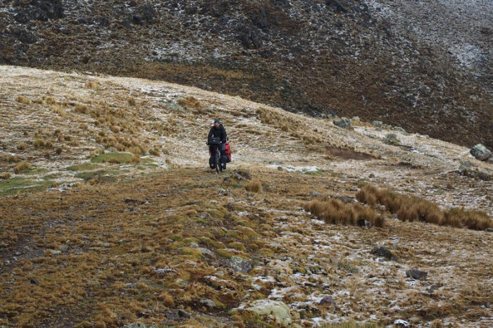 Peru - David cycling away from our 2nd campsite - it was remote and secluded just the way we like it! 
