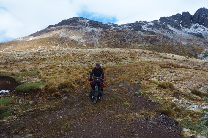 Peru - David cycling away from our 2nd campsite - it was remote and secluded just the way we like it! 