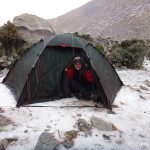 It started to hail when we arrived at the laguna - we have never put up our tent so fast!
