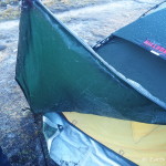 Our tent was covered with ice the following morning!