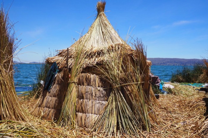 Peru - Old style house construction, Uros Floating Island, Lake Titicaca