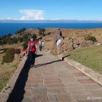 Jo on the way to Pachamama, Amantani Island, Lake Titicaca