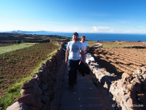 David hiking up to Pachamama, Amantani Island, Lake Titicaca