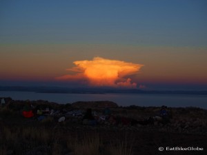 Watching the sunset from Pachamama, Amantani Island, Lake Titicaca