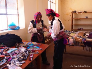 Knitting men, Taquile Island, Lake Titicaca