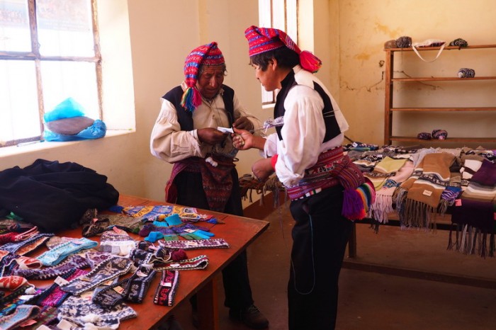 Peru - Knitting men, Taquile Island, Lake Titicaca