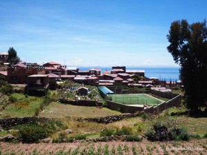 The cemetery is located right next to the soccer field! Taquile Island, Lake Titicaca