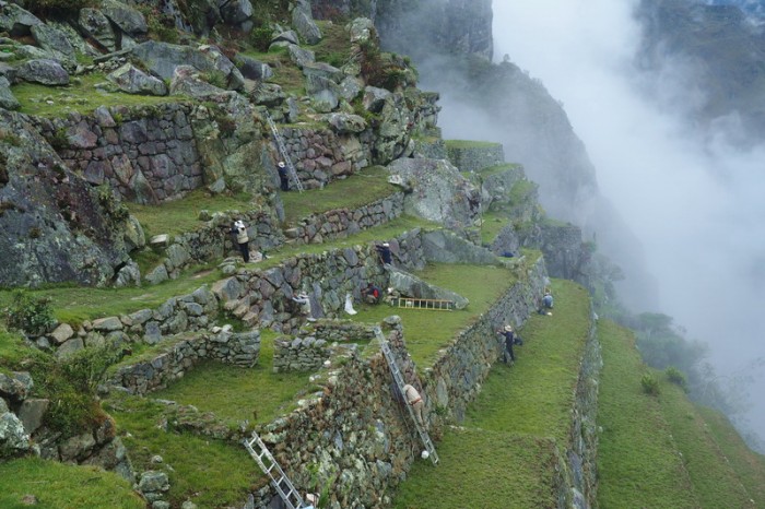 Peru - A small army of workers help to preserve and keep Machu Picchu looking its best!
