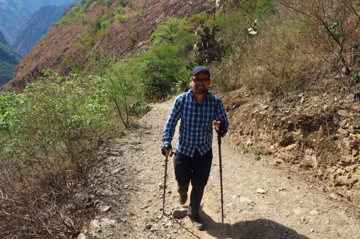Peru - Day 1: David sweating his way up to Santa Rosa Alta Campsite