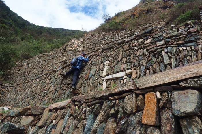 Peru - Day 2: David attempting to climb the llama terraces