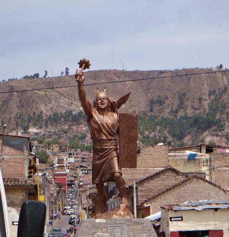 Peru - Huge bronze statue seen while exiting Ayacucho 