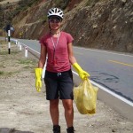 Jo picking up rubbish near Andahualyas