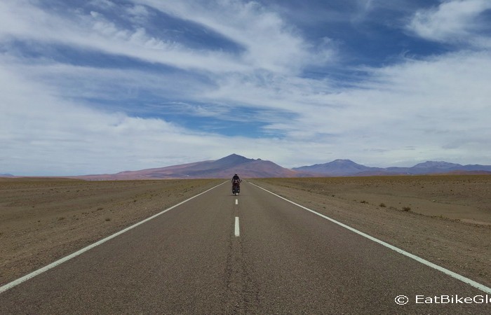Argentina - Jo enjoying some flatish roads after the Jama Pass