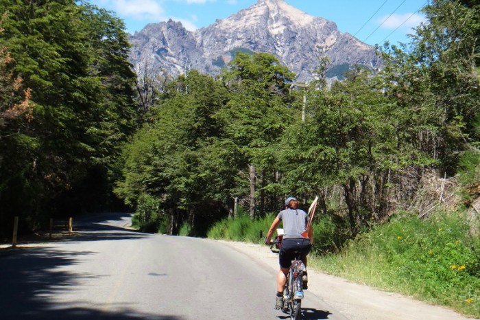 Argentina  - Jo cycling the Circuito Chico, Bariloche (nice to cycle with no luggage for a change!)