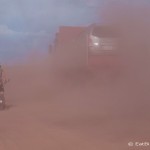 The trucks created huge clouds of dust - it was difficult to cycle