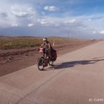 The kind workmen let us cycle on the new road to get away from the dirt road and the dust! It was wonderful!