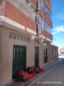 Yeah ... we made it to Llica. This is our hostal "Residencia"