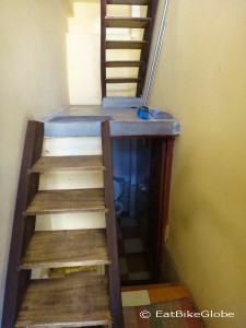 The narrow stairs to our room at Hostal Residencia