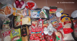 This was the food that we bought in San Juan for our 8 day crossing of the Laguna Route