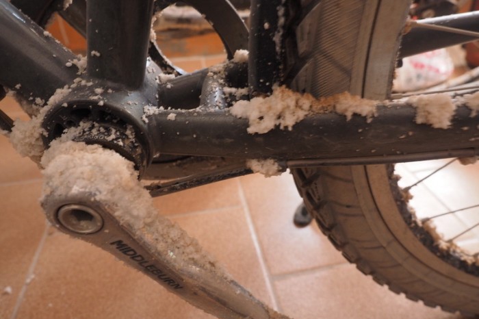 Bolivia - Our bikes were covered with salt after crossing the Salars!