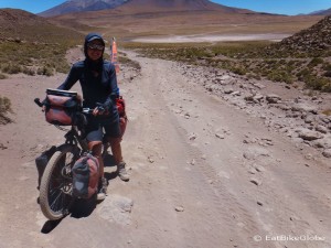 Day 2 of the Laguna Route: The 3km up to the pass was very sandy, rocky and technical. We pushed most of the way