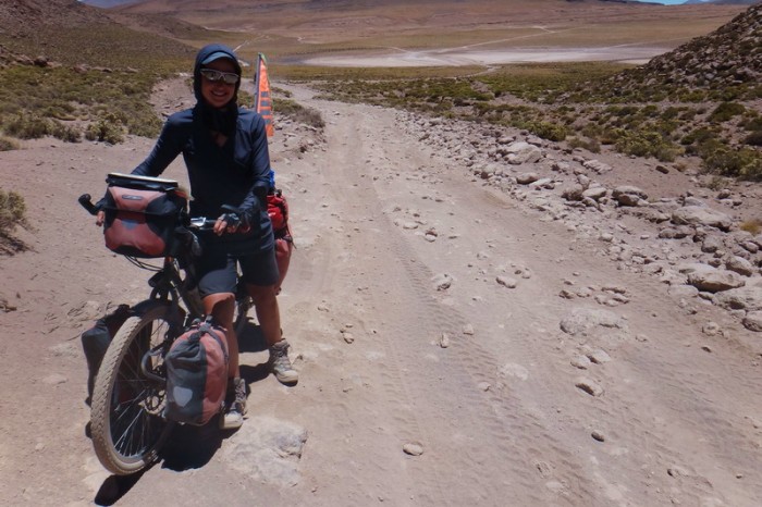 Bolivia - Day 2 of the Laguna Route: The 3km up to the pass was very sandy, rocky and technical. We pushed most of the way