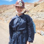 Jo dressed up for the visit to the mines, Cerro Rico, Potosi