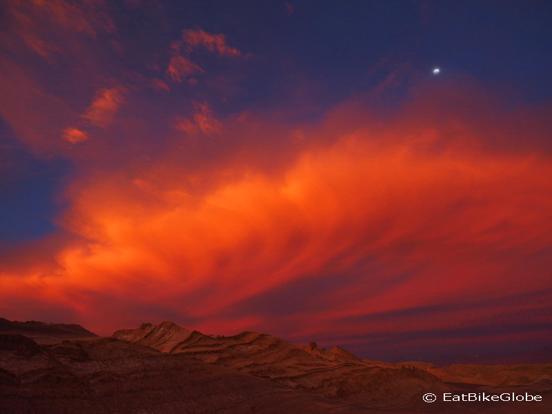Spectacular sunset, Valle de la Luna, near San Pedro de Atacama