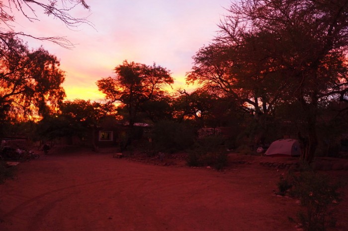 Chile - Sunset at our hostel in San Pedro de Atacama, Aji Verde