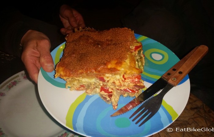 Chile - Mylene's yummy vegetarian lasagne! San Pedro de Atacama