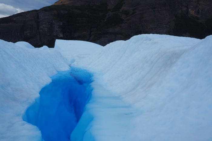 Argentina - Water filled glacial crevasse, Perito Moreno Glacier